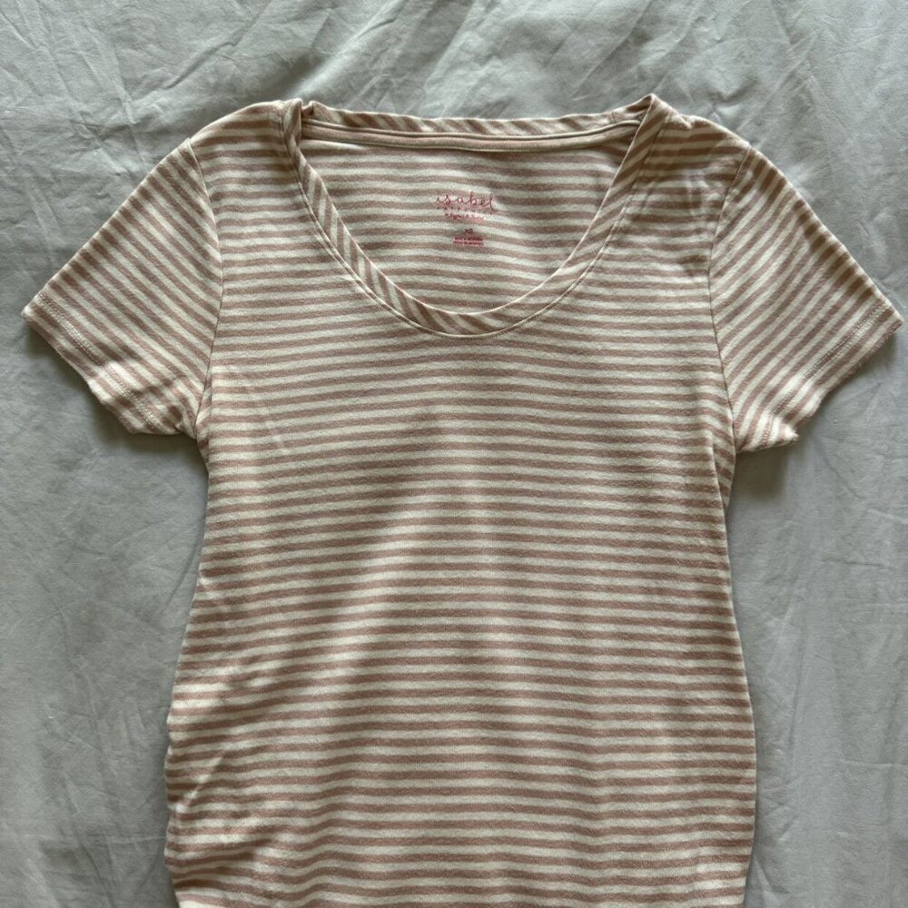 Isabel Maternity Pink and White Striped Tee